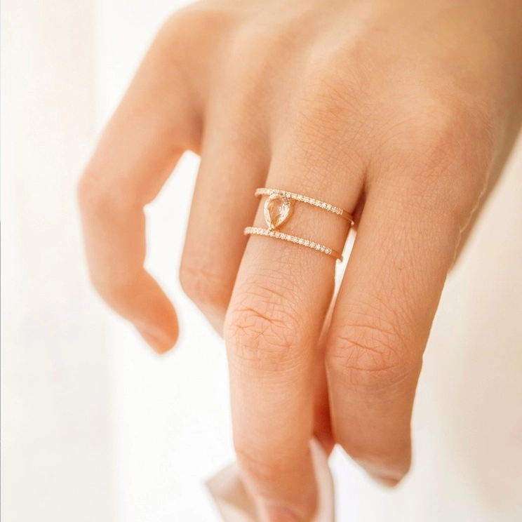 Double Fusion Ring|Diamond Collections|Attraction|White Plated|size:40